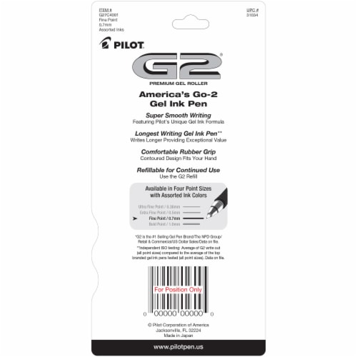 Pilot® Retractable/Refillable Fine Point Gel Pen Perspective: back