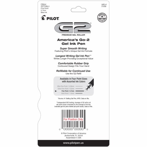Pilot® G2® Fine Point Premium Gel Pens - Blue Perspective: back