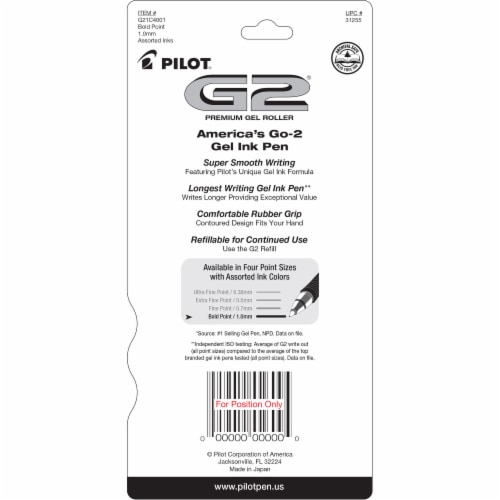 Pilot G2 Premium Gel Roller Pens Perspective: back