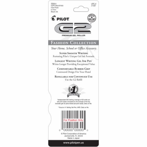 Pilot G2 Fashion Collection 0.7mm Fine Point Gel Roller Pens Perspective: back