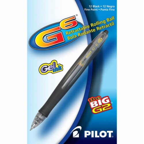 Pilot® G6 Gel Pen, Retractable, Fine 0.7 Mm, Black Ink, Black Barrel 31401 Perspective: back