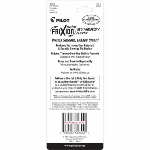 Pilot® Ball Frixion® Fine Point Erasable Clicker Pens - Black Perspective: back