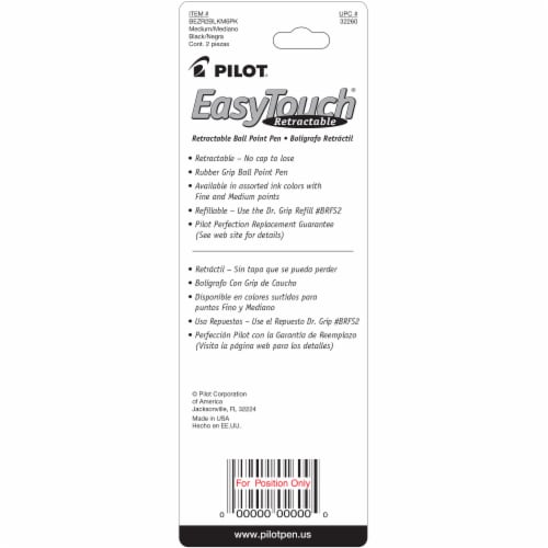 Pilot® Easy Touch Medium Point Retractable Ball Point Pen - Black Perspective: back