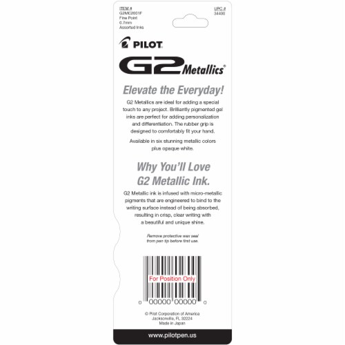 Pilot® G2 Metallics® Fine Point Ink Pens Perspective: back