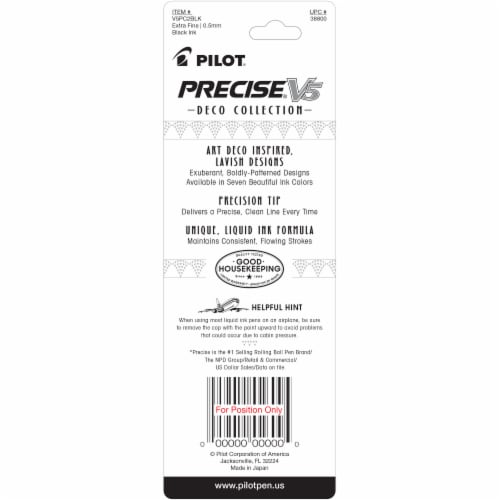 Pilot® Black Precise V5 Deco Collection Extra Fine Point Rolling Ball Pens Perspective: back