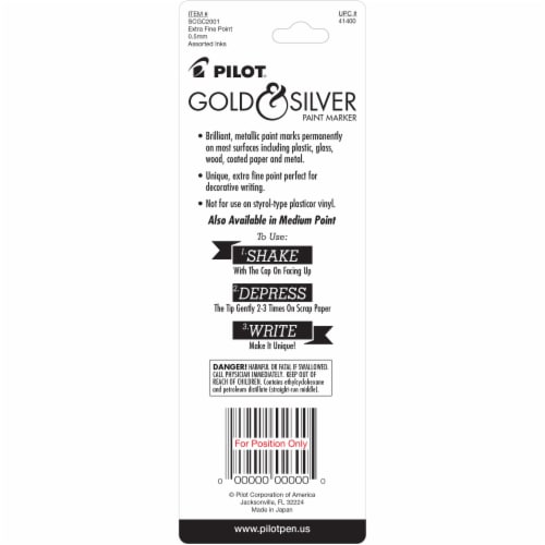 Pilot® Extra Fine Point Metallic Markers - Gold/Silver Perspective: back