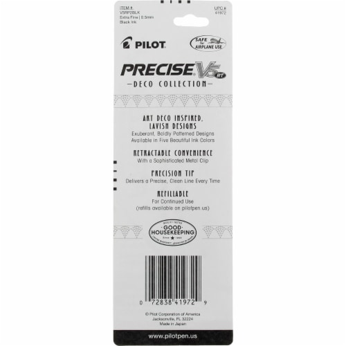 Pilot Precise V5 Retractable Rolling Ball Pen, Extra Fine, Black 41972, 2 Ct Perspective: back