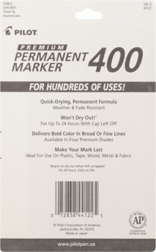 Pilot® Premium 400 Chisel Point Permanent Markers Perspective: back