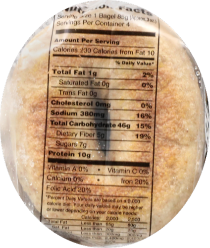 Bagels Forever Whole Wheat Bagels Perspective: back