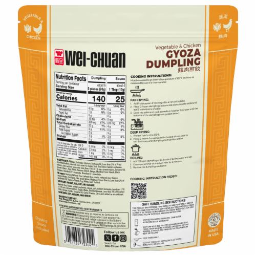 Wei-Chuan Vegetable & Chicken Gyoza Dumplings Perspective: back