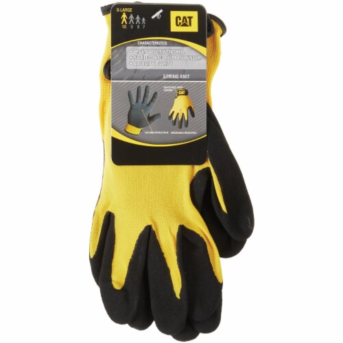 CAT® Men's XL Nitrile Coated Nylon Knit Glove - Black / Yellow Perspective: back