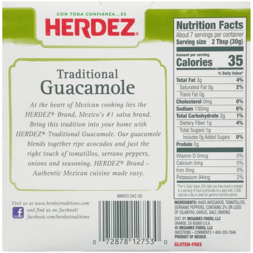 Herdez Traditional Mild/Medium Guacamole Perspective: back