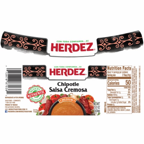 Herdez® Chipotle Salsa Cremosa, 15.3 Oz. Perspective: back