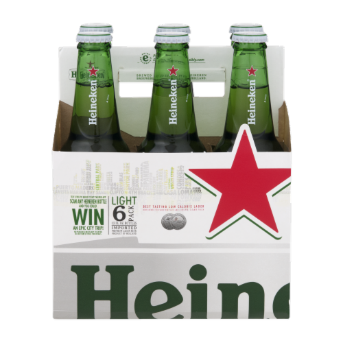 Heineken Light Lager Beer, 6 Pack, 12 fl oz Bottles Perspective: back