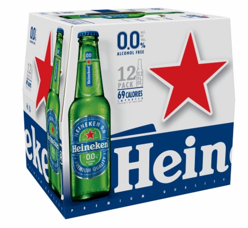 Heineken 0.0 Non-Alcoholic Beer Bottles Perspective: back