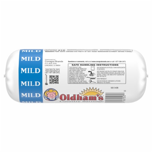 Oldham's Mild Country Sausage Breakfast Sausage Roll Perspective: back