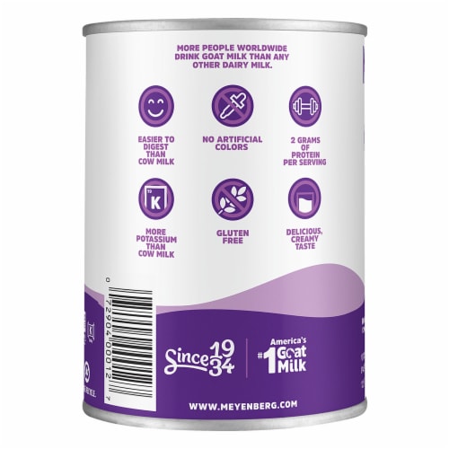 Meyenberg Evaporated Goat Milk, 12 fl oz, Certified Humane, Kosher, Gluten Free, Easy to Digest Perspective: back