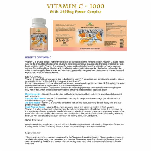 Copy of Vitamin C - 1695mg Power Complex (300 tablets) Perspective: back