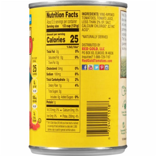 Red Gold® Petite Diced Tomatoes Perspective: back