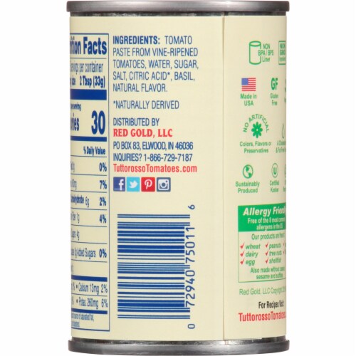 Tuttorosso® Tomato Paste with Sweet Basil Perspective: back