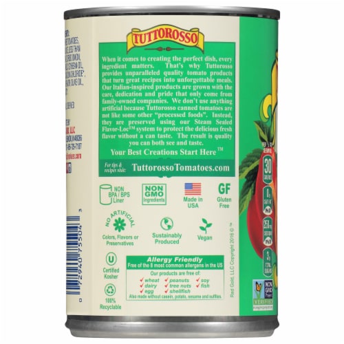 Tuttorosso® Basil Garlic & Oregano Diced Tomatoes Perspective: back