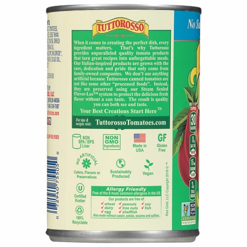 Tuttorosso® Basil Garlic & Oregano Diced Tomoto Can Perspective: back