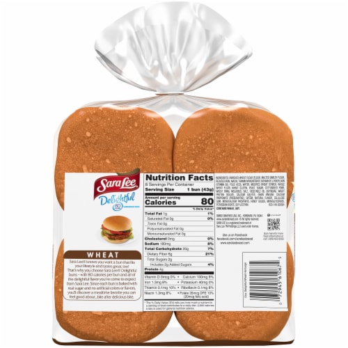 Sara Lee Delightful Wheat Hamburger Buns Perspective: back