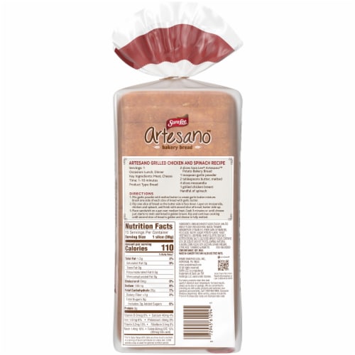 Sara Lee Artesano Potato Bread Perspective: back