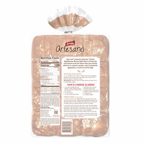 Sara Lee® Artesano™ Sweet Steakhouse Rolls Perspective: back