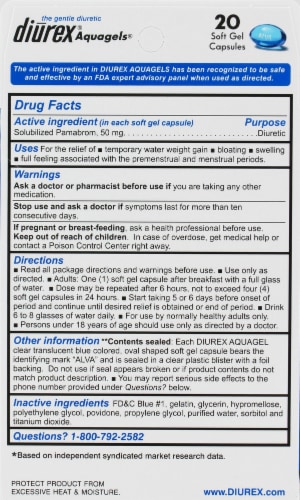 Diurex Aquagel Water Capsules Perspective: back