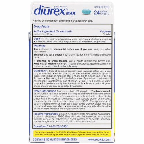 Diurex Max Bloat Relief Water Caplets Perspective: back