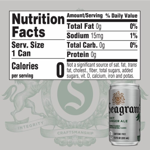Seagram'S® Ginger Ale Caffeine Free Zero Sugar Soda Fridge Pack Cans Perspective: back