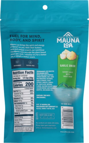 Mauna Loa® Dry Roasted Maui Onion & Garlic Macadamia Nuts Perspective: back