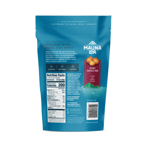 Mauna Loa® Dry Roasted Kiawe Smoked BBQ Macadamia Nuts Perspective: back