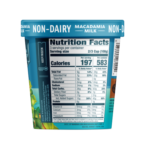 Mauna Loa Dairy Free Macadamia Milk Kona Coffee Frozen Dessert Pint Perspective: back