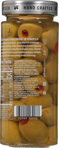 Pearls® Specialties® Pimiento Strips Hand-Stuffed Jumbo Queen Green Olives Perspective: back