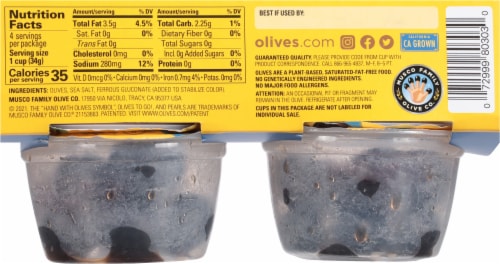 Pearls® Pitted Large Black Olives To Go® Cups Perspective: back