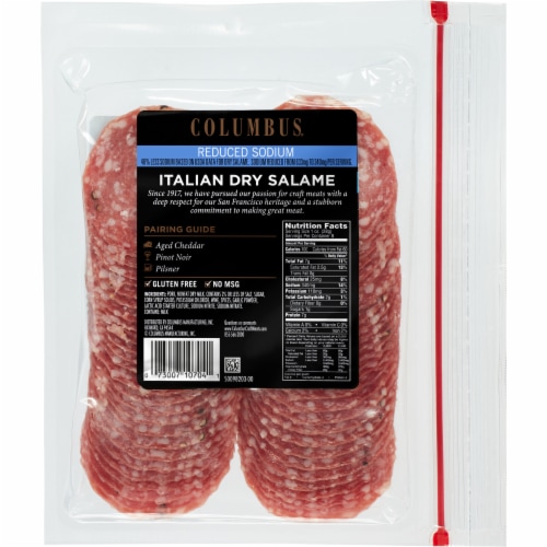 Columbus® Sliced Reduced Sodium Italian Dry Salame Perspective: back