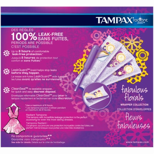 Tampax Radiant Regular Unscented Tampons Perspective: back