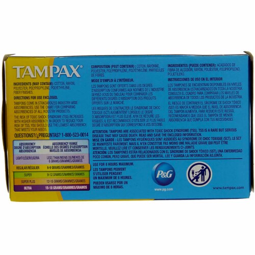 Tampax Regular Absorbency Unscented Tampons Perspective: back