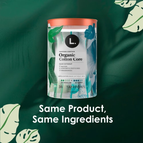 L. Organic Cotton Multipack Tampons Regular + Super Absorbency Perspective: back