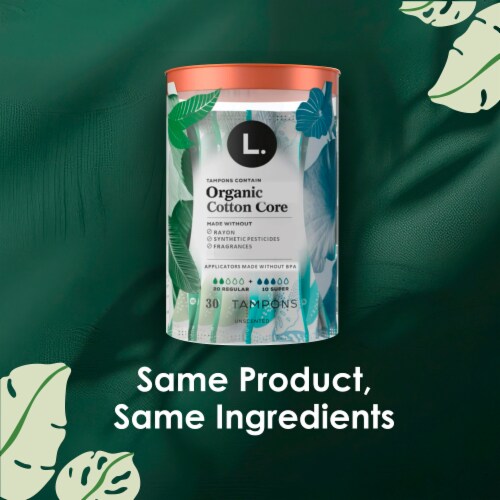 L. Organic Cotton Multipack Tampons Regular + Super Absorbency, 30 count