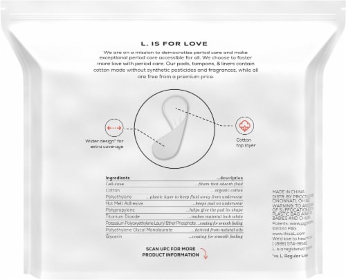 L. 100% Pure Cotton Chlorine Free Ulra Thin Liners Perspective: back