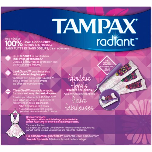 Tampax Radiant Regular + Super Absorbency Unscented Tampons Duo Pack, 28  count - Kroger