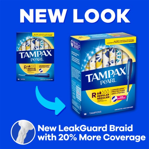 Tampax Pearl LeakGuard Protection Tampons Regular Absorbency Unscented Perspective: back