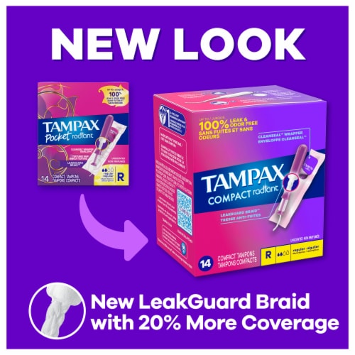 Tampax Pocket Radiant Compact Regular Unscented Tampons Perspective: back