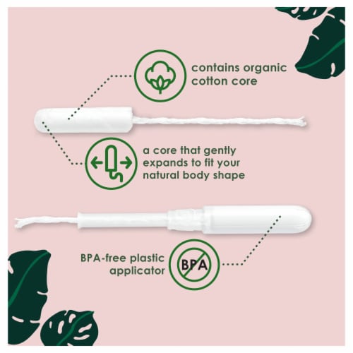 L. 100% Organic Cotton Core Light Tampons Perspective: back