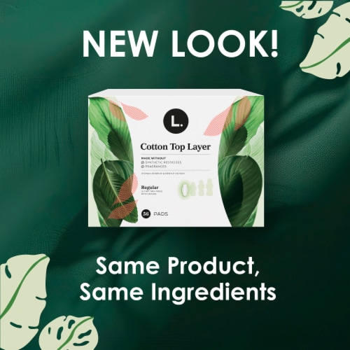 L. Organic Cotton Top Layer Ultra Thin Pads with Wings Regular Absorbency Perspective: back