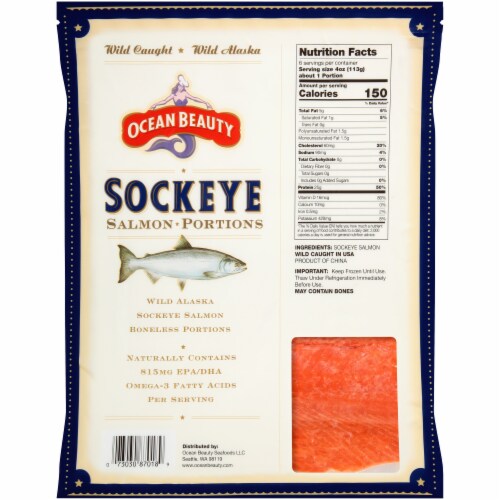 Ocean Beauty Sockeye Salmon Portions Perspective: back