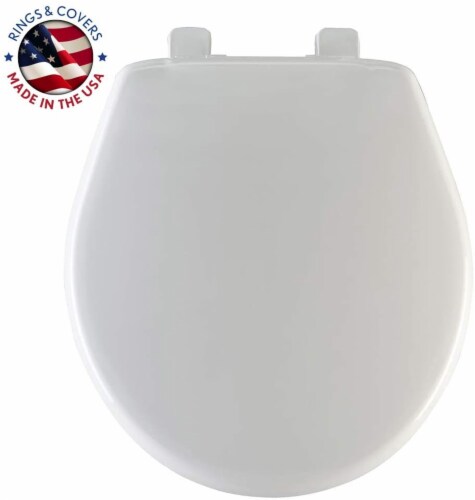 Mayfair Slow Close Round White Plastic Toilet Seat Perspective: back